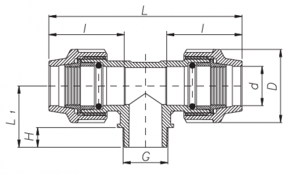 PP 63 x 2" x 63 T-Stück 90° mit Außengewinde